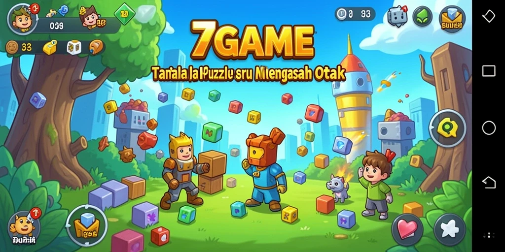 Tampilan gameplay menarik dari 7GAME dengan berbagai level Puzzle.