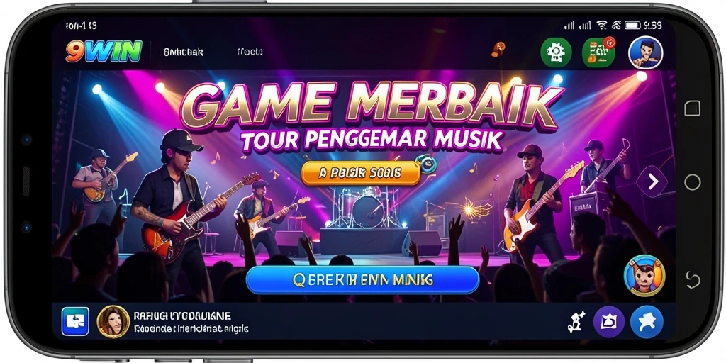 Screenshot gameplay 9WIN menampilkan momen seru saat bermain musik.