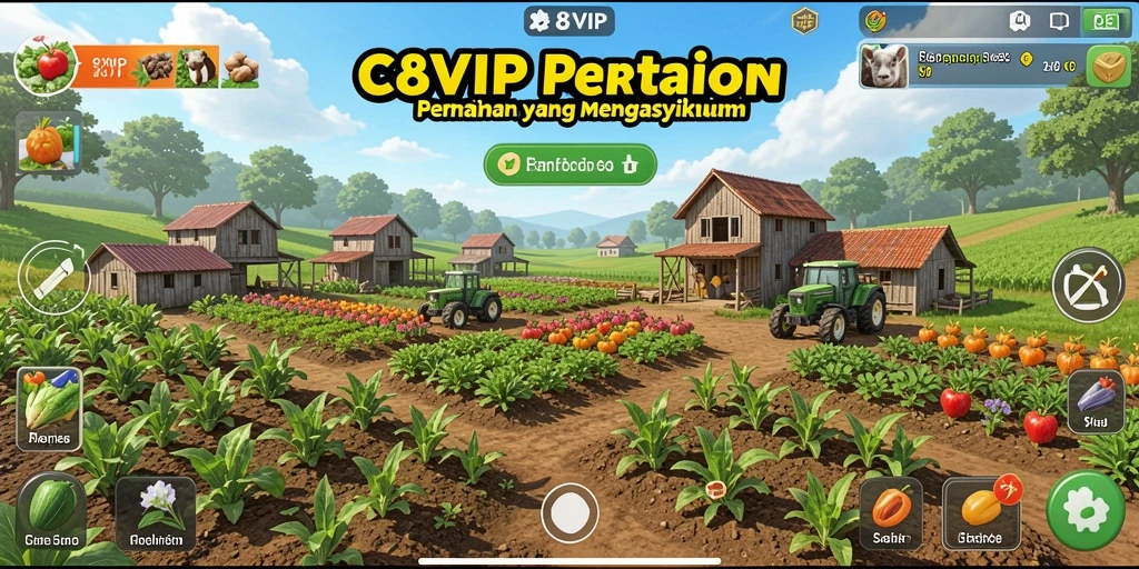 Tampilan screenshot C8VIP menunjukkan aktivitas berkebun yang mengasyikkan.