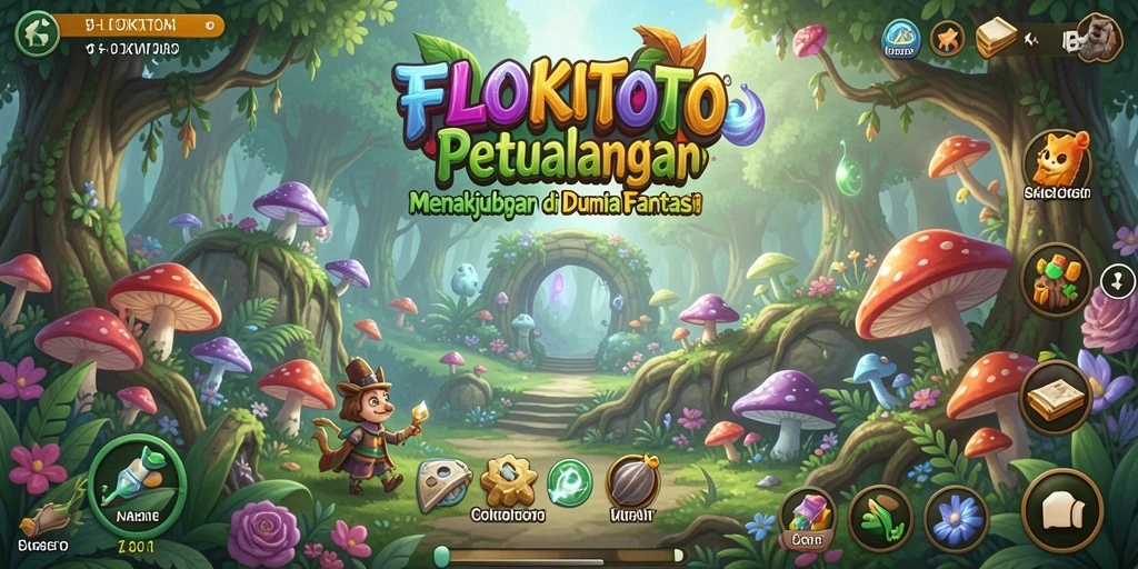 Tampilan utama gameplay FLOKITOTO yang penuh aksi dalam petualangan.