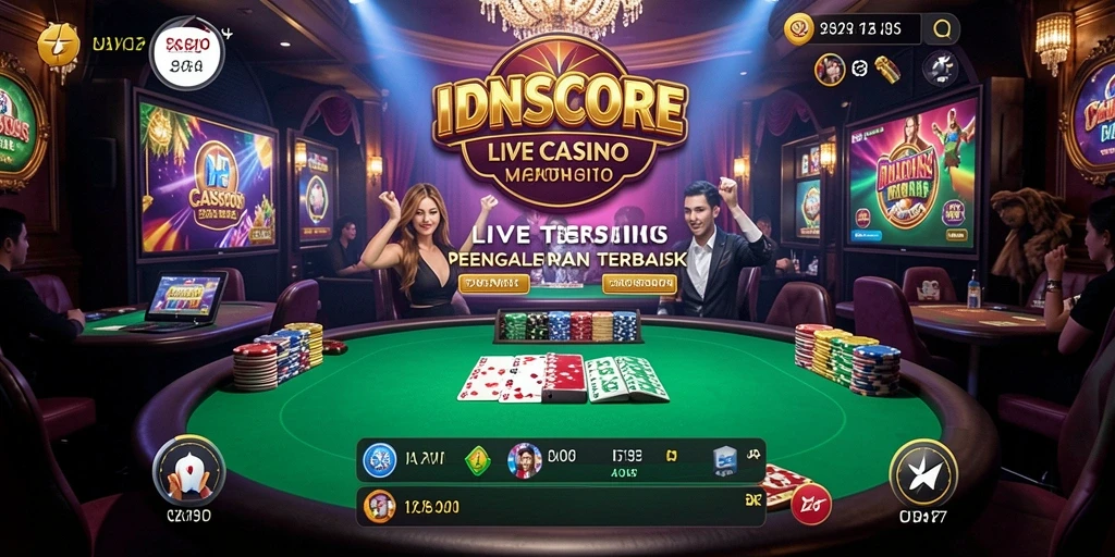 Gameplay mendebarkan dengan dealer langsung di IDNSCORE.