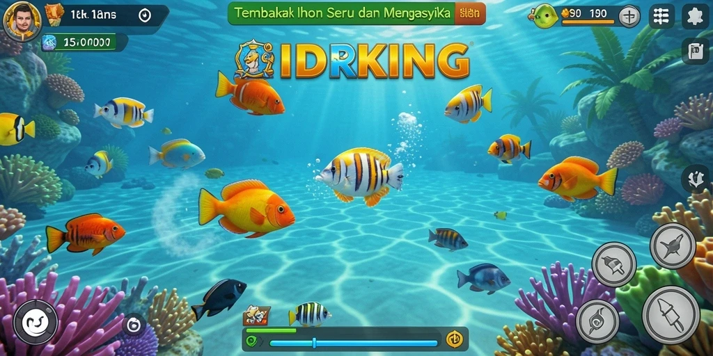Screenshot gameplay IDRKING menampilkan aksi seru menangkap ikan.