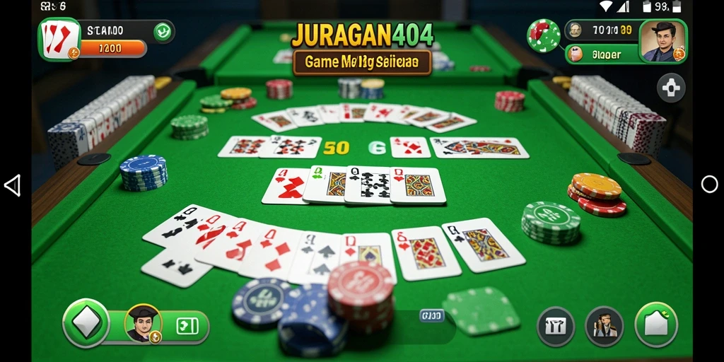 Screenshot gameplay JURAGAN404 menunjukkan suasana seru permainan Gaple.