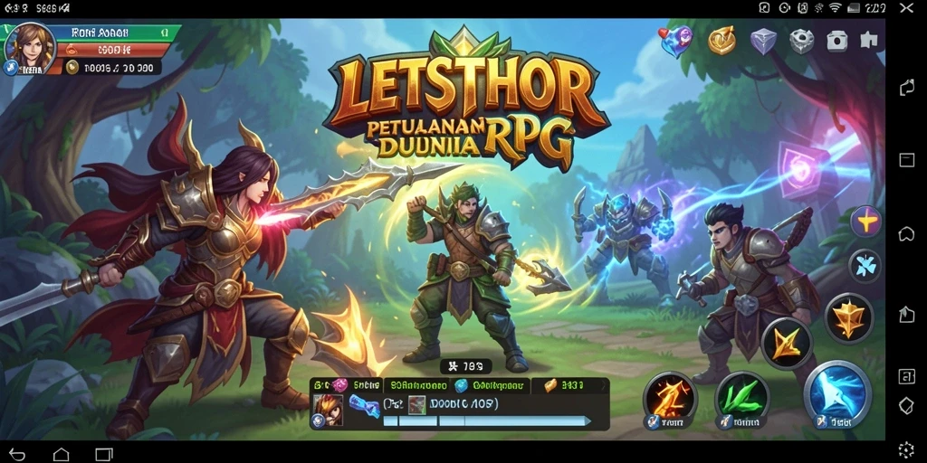 Tangkapan layar utama LETSTHOR menampilkan aksi pertarungan yang seru dan karakter yang beragam.