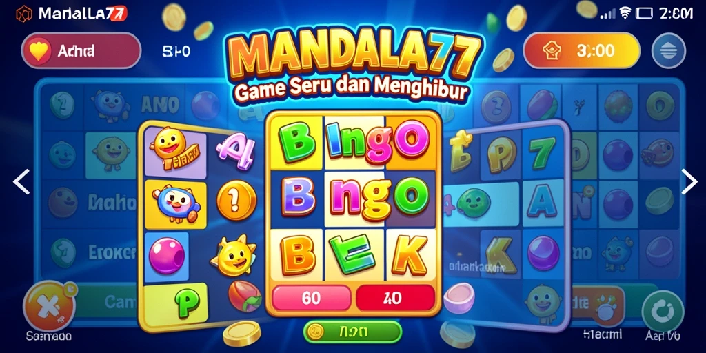 Tampilan gameplay seru MANDALA77 dengan suasana Bingo yang menarik.