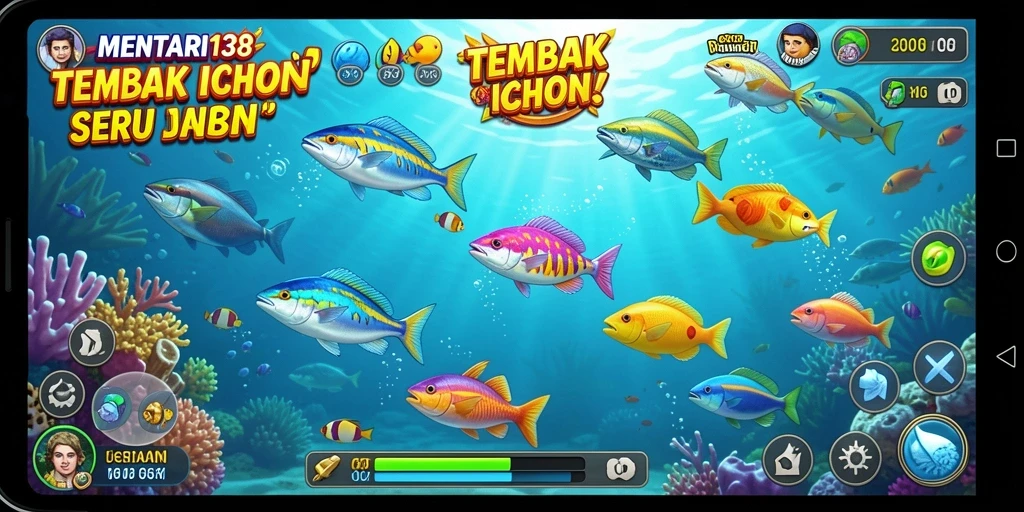 Screenshot gameplay MENTARI138 yang menarik dengan banyak ikan.