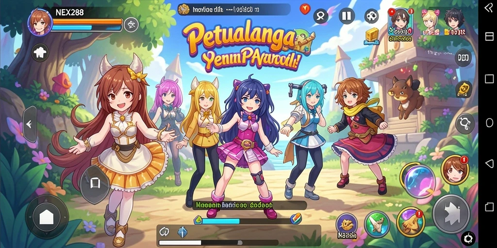 Gameplay seru NEX288 dengan karakter anime yang menawan.