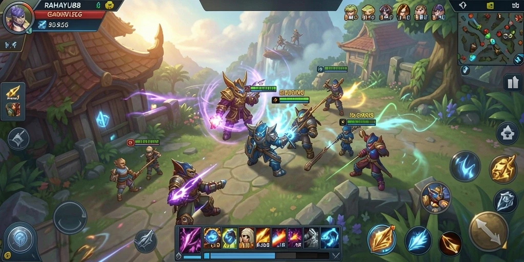 Tangkapan layar utama RAHAYU88 menunjukkan pertempuran strategis dalam game SLG.