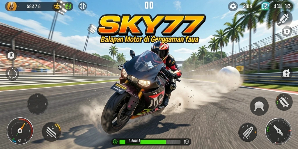 Tampilan gameplay <strong>SKY77</strong> yang seru dan mendebarkan di trek balap.