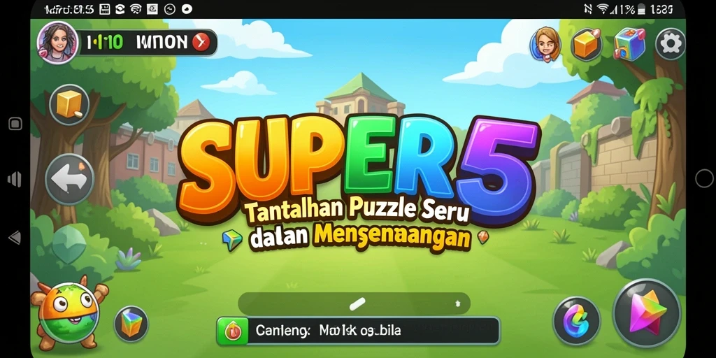 Screenshot utama SUPER5 menampilkan momen seru dalam gameplay Puzzle.