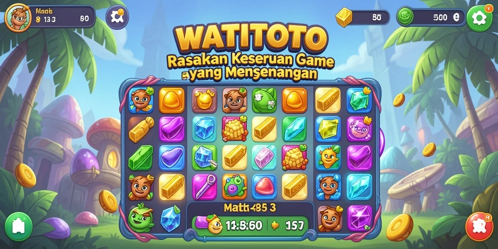 Tampilan gameplay cerah dan menarik pada WATITOTO, permainan Match-3 yang menyenangkan.
